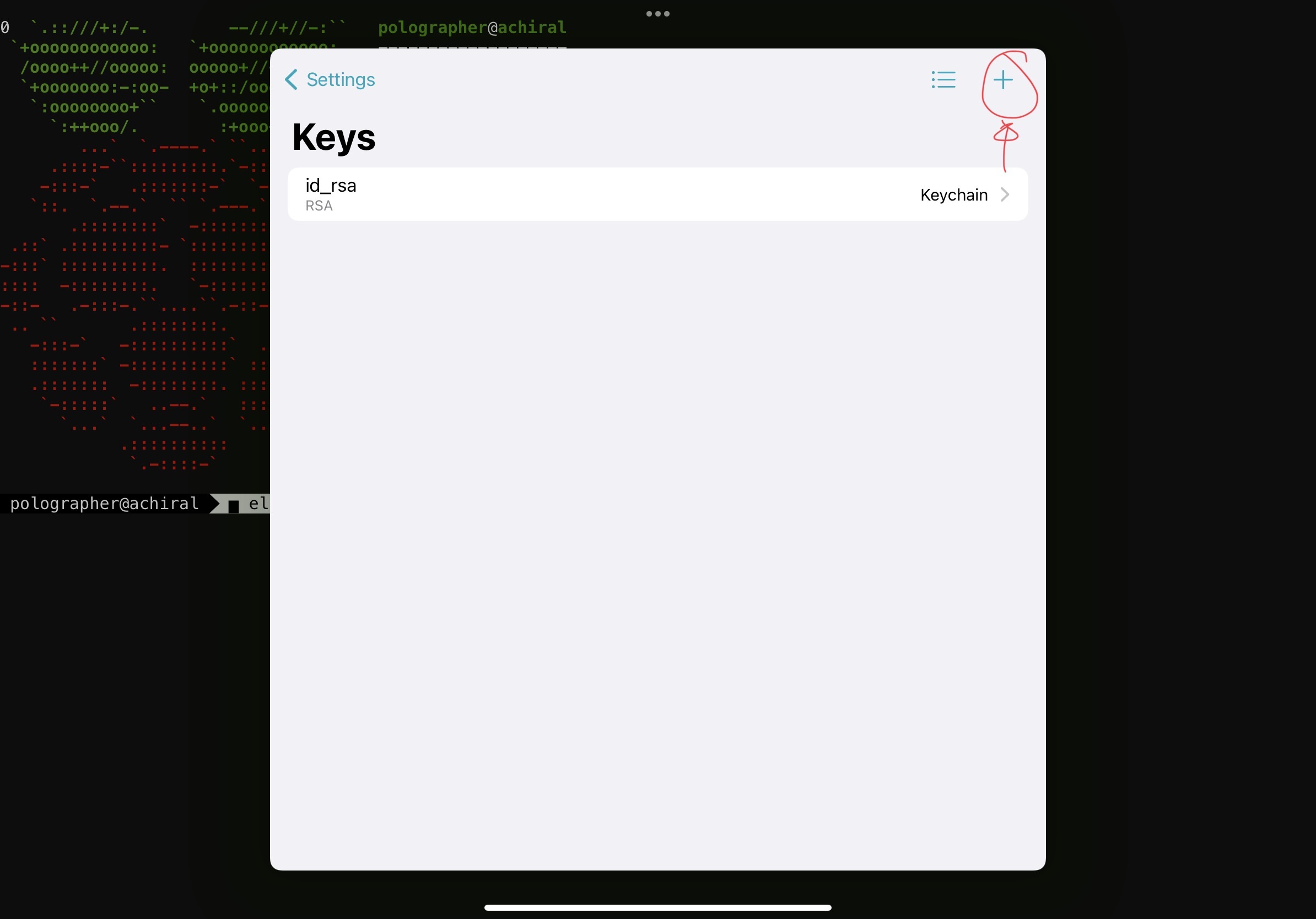 Settings->Keys And Certificates